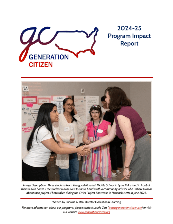 Generation Citizen 2024-2025 Program Impact Report